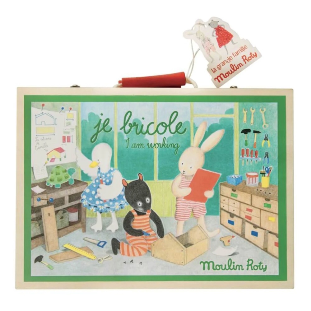 Moulin Roty - "Je Bricole" -I am Working -  Carpenter Wooden Tool Set and Valise